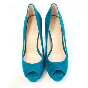 Nine West Camya Peep-Toe Teal Pumps Size 6